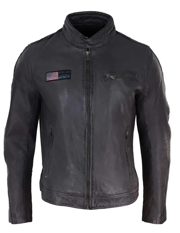 Biker Racing Jacket With Stripes - TruClothing