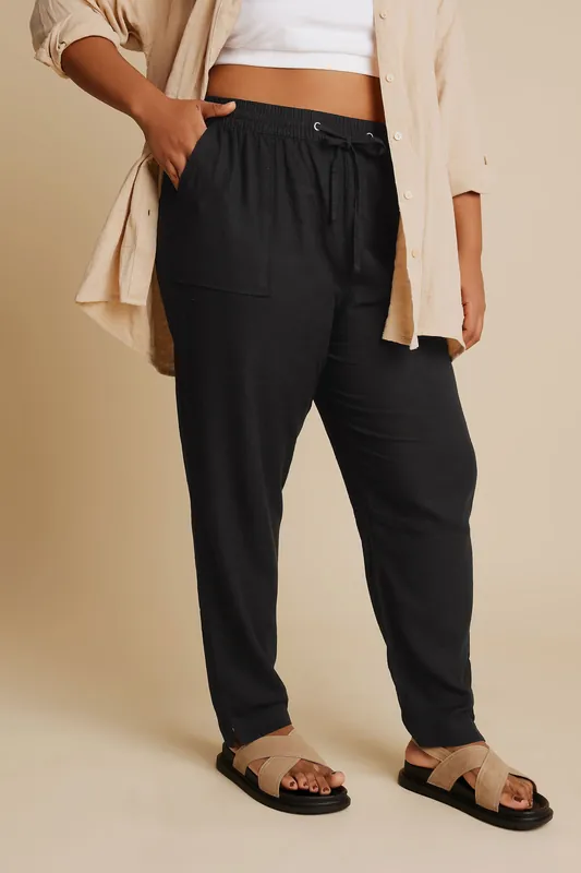 Linen Tie Front Joggers - Yours