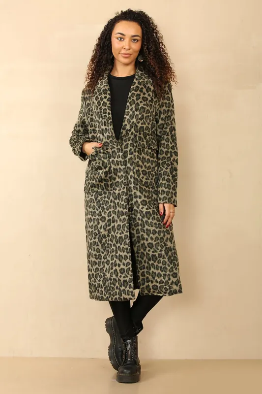 Chic Leopard Print Longline Coat Oversized- Bold Streetwear Style