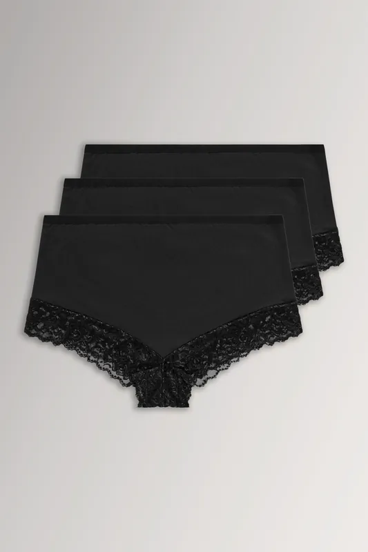 3 Pack Lace Trim Briefs - Yours