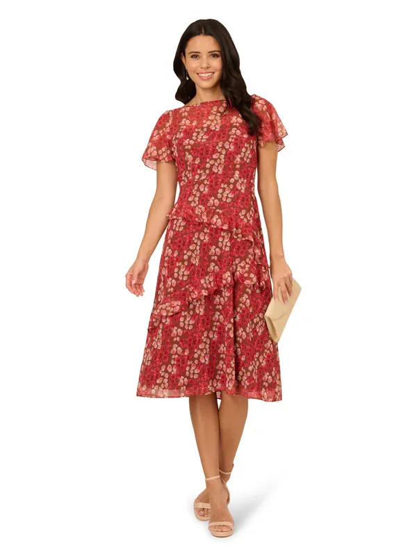 Print Crinkle Chiffon Dress - Adrianna Papell