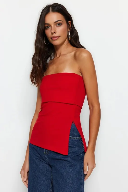 Bandeau Sleeveless Fitted Blouse Top - WOVCOR