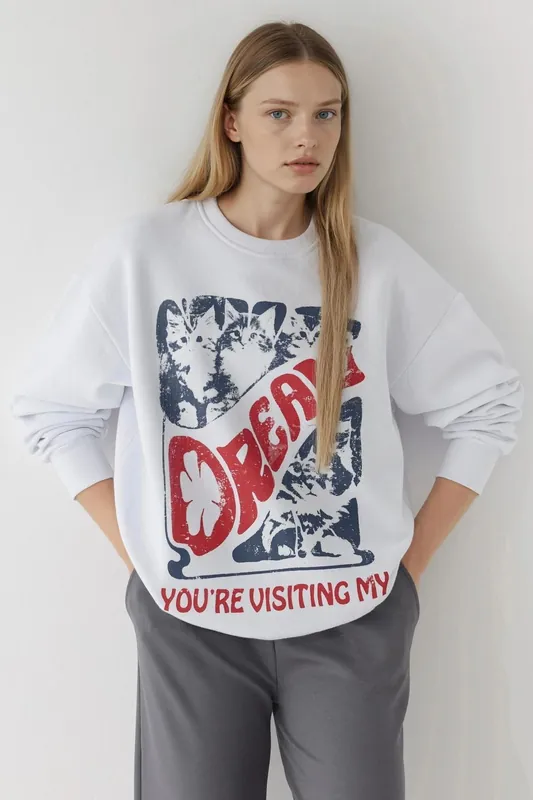 Printed Crew Neck Sweatshirt - Hiccup