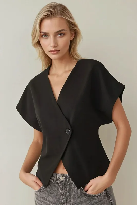 Fitted Shoulder Detail V-Neck Waistcoat