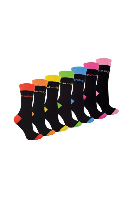7 Pack Days Of The Week Socks | Black Novelty Dress Socks - Sock Snob