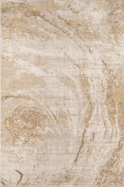 Cream Beige Distressed Marble Modern Abstract living Room Area Rug - Kukoon