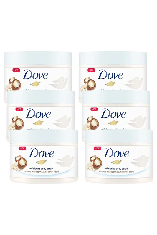 3x Crushed Macadamia & Rice Milk 'Body Scrub', 225ml - Dove