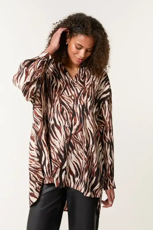 Brown Zebra Print Shirt - Blue Vanilla