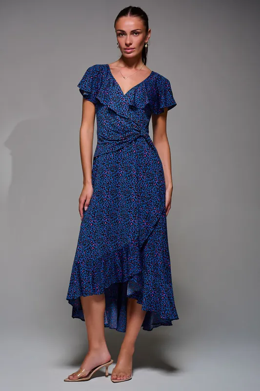 Animal Print Frill Maxi Dress - Jolie Moi