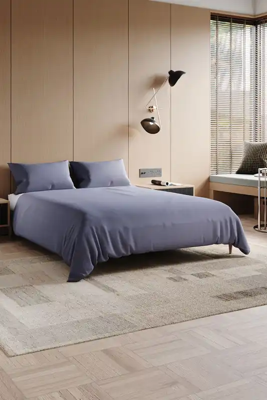 4Pcs Simple Solid Color Brushed Flat Sheet Set for Double-Bed