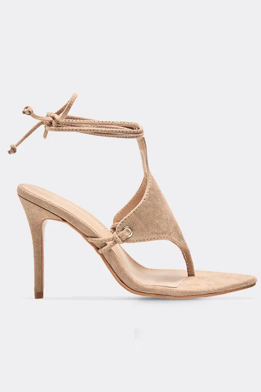 Lace Up Lace Up Faux Suede Stiletto Heeled Sandals - EGO