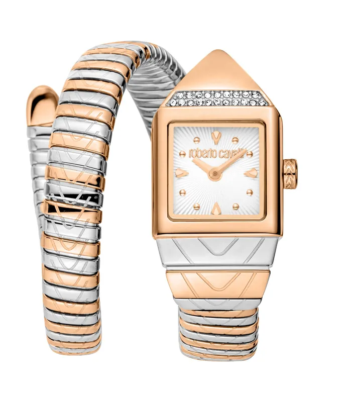 Women Snake Stainless Steel Two Tone Silver & Gold Color Watch - Roberto Cavalli