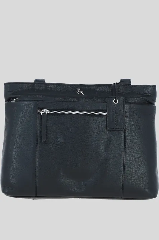 'Newport' Real Leather Multi-Pocket Shoulder Bag