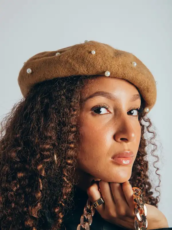 Faux Pearl Felt Beret - SVNX