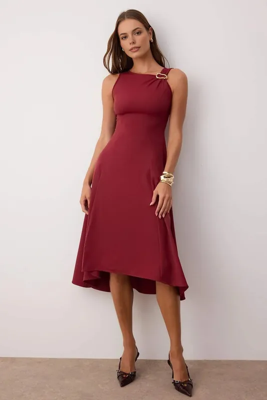 Accessory Detail Sleeveless Midi Woven Dress - WOVCOR