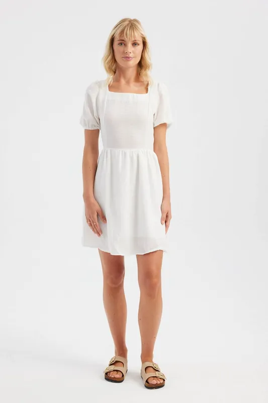 Square Neck Short Sleeve Mini Dress - Hiccup