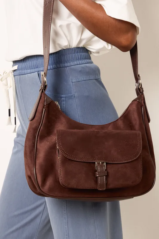 Suedette Adjustable Shoulder Bag - Blue Vanilla