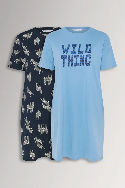 2 Pack Zebra Sleep Tee Nightdresses - Yours