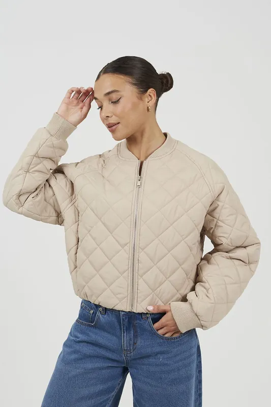 Diamond Quilted Bomber Jacket - Brave Soul