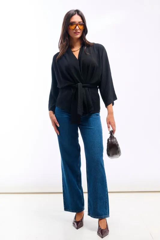 Black Soft Belted Jacket - Needs No Label