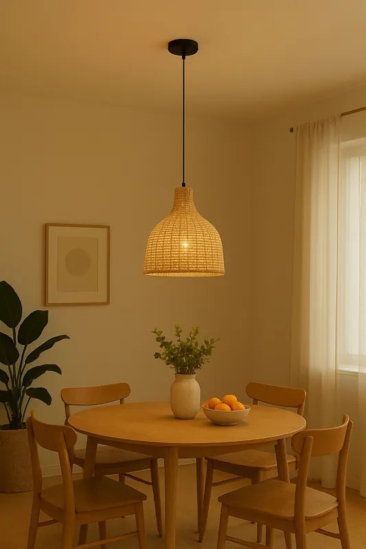 Rattan-Woven Pendant Light