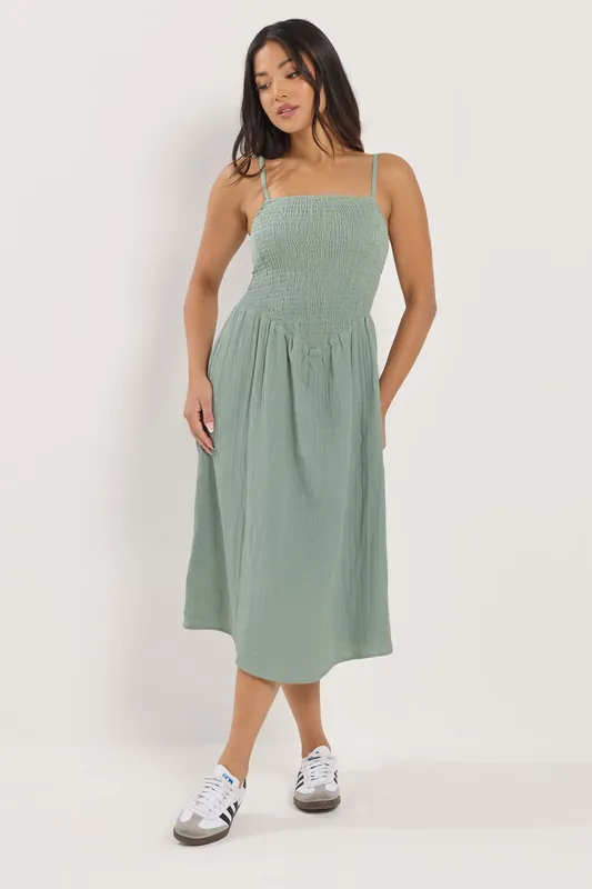 Petite Cheesecloth Midi Dress - PixieGirl