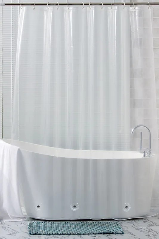 Transparent PEVA Shower Curtain with Bottom Magnet - Neel Blue