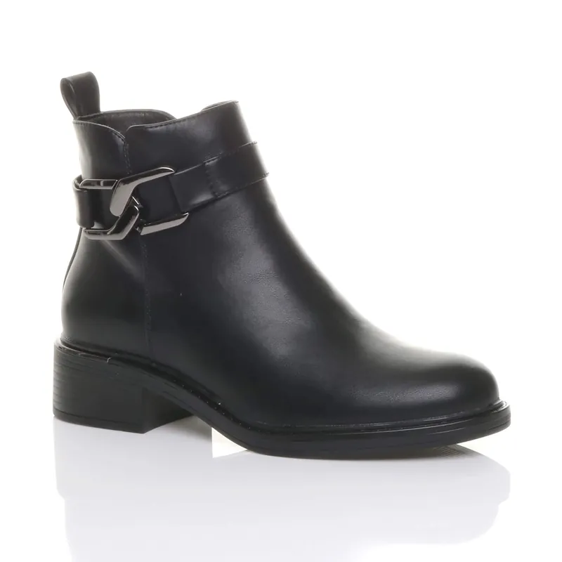 Flat Low Heel Ankle Boots - AJVANI