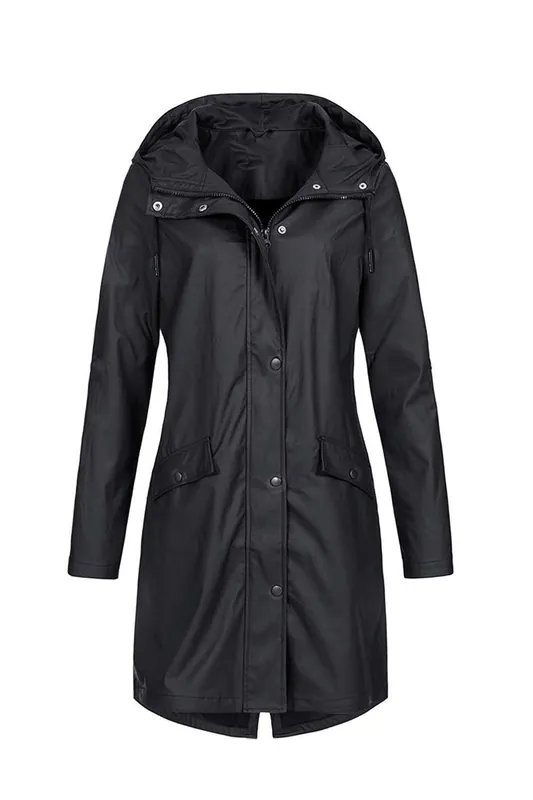 Long Sleeves Raincoat Hooded Water-Repellent Jacket Lightweight