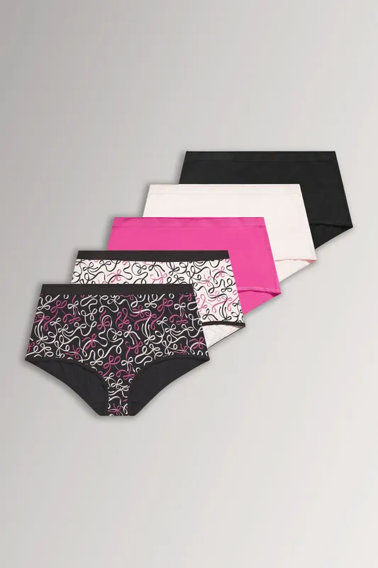 5 Pack Bow Print Full Briefs - Yours