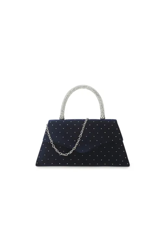 Embellished Velvet Small Top Handle Evening Bag - Aftershock London