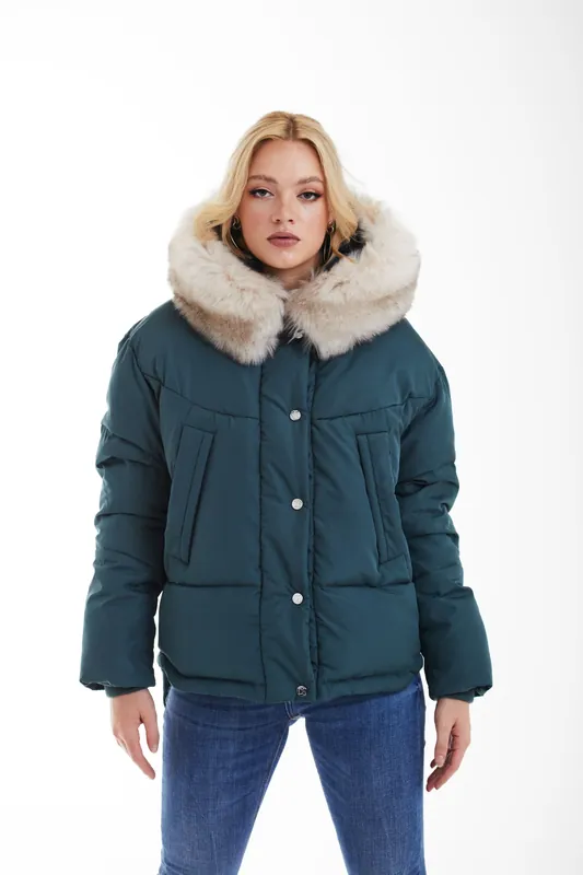 Dip Back Oversized Puffer Jacket - DOUBLE SECOND