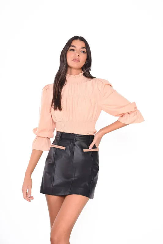 High Neck Peplum Top - Shnoo