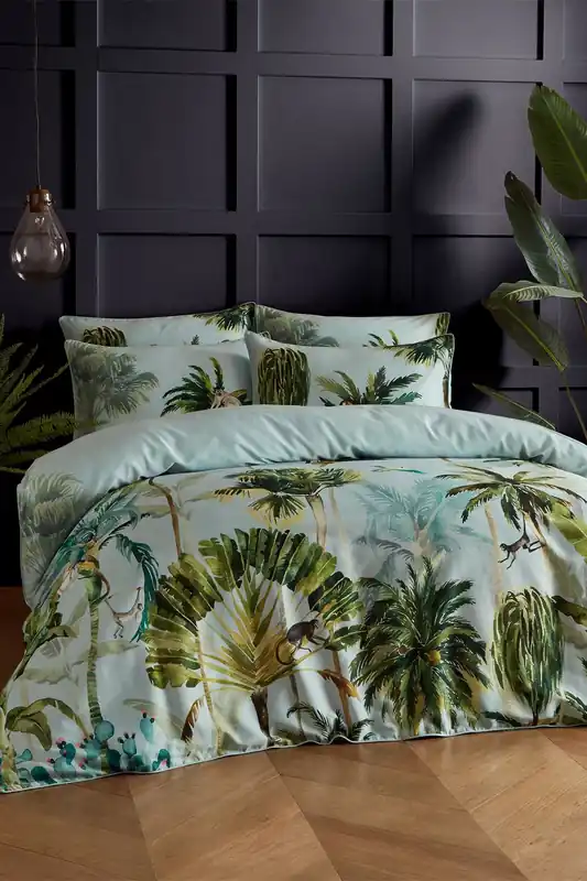 Forsteriana Palms 100% Cotton Duvet Cover Set - Paoletti