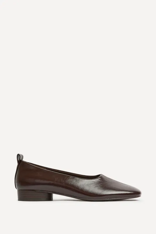 Capsule Brown Faux Leather Ballet Flats - Linzi
