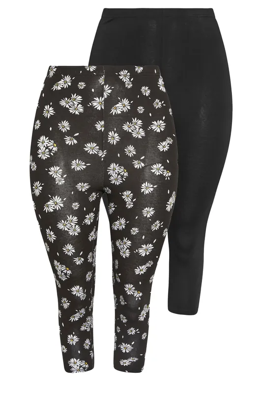 2 Pack Daisy Cropped Leggings - Yours