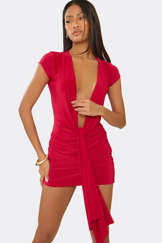Cap Sleeve Drape Mini Dress - EGO