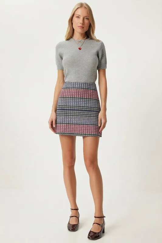High Waist Mini A-Line Plaid Skirt