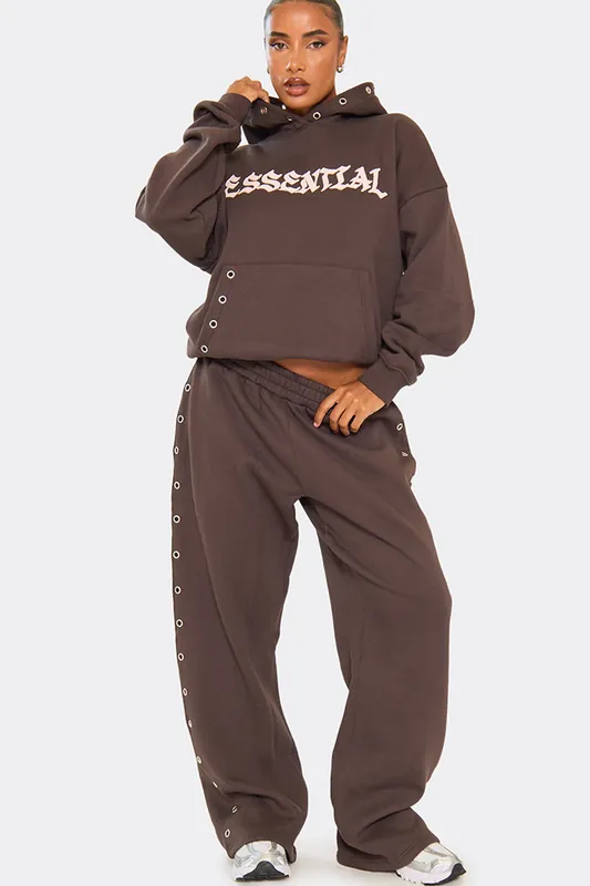 Wide Leg Graphic Print Mid Rise Joggers - EGO