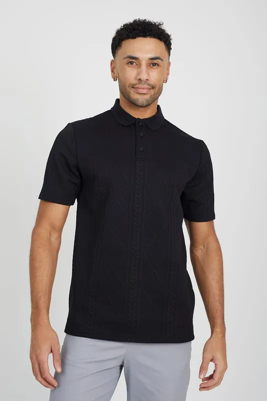 Jaquard Knit Polo Shirt - Brave Soul