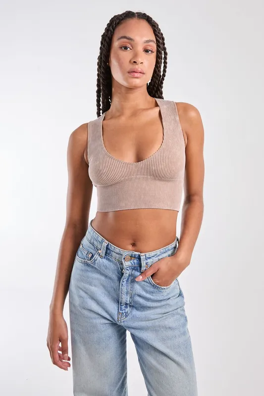 Washed Active Crop Top - Pink Vanilla