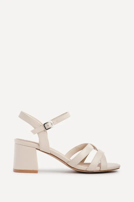 Flair Nude Faux Leather Crossover Heeled Sandals - Linzi