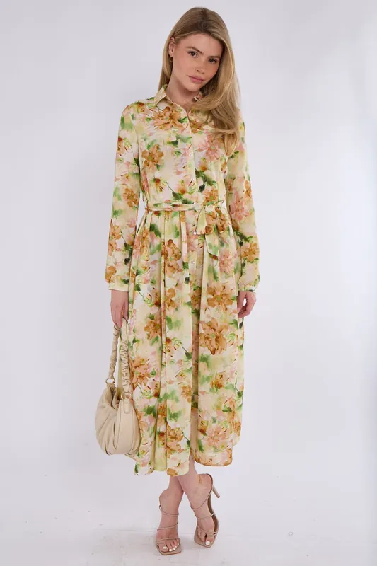 Sunshine Bloom Printed Midaxi Shirt Dress - Love Sunshine