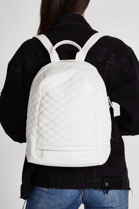 Liquorish White Zip Around Backpack