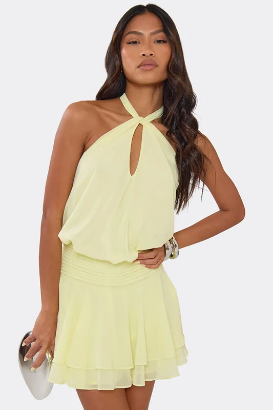Sleeveless Keyhole Mini Dress - EGO