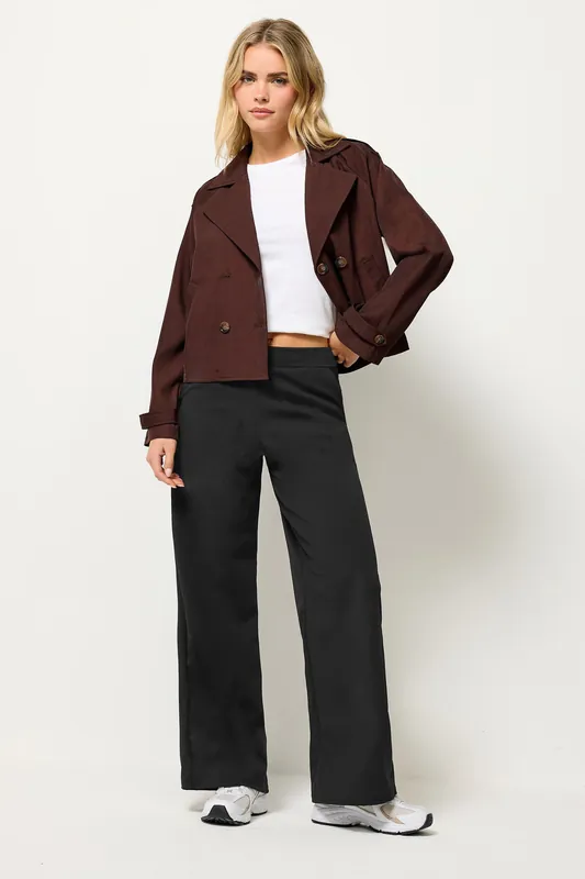 Petite Scuba Wide Leg Trousers - PixieGirl