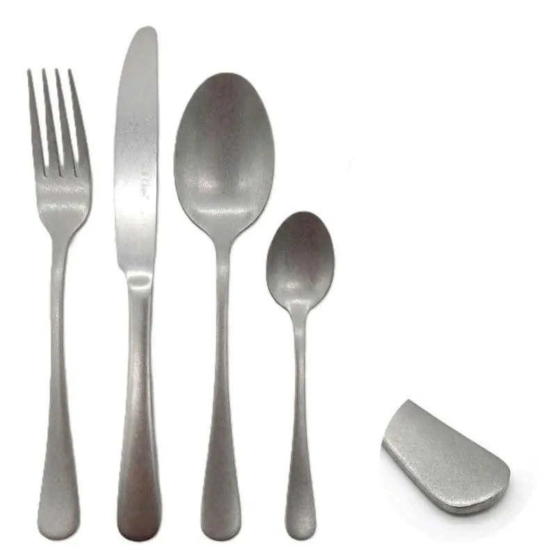 Cutlery Set Stainless Steel 24pc Sets Anydate Stonewash - Glim & Glam