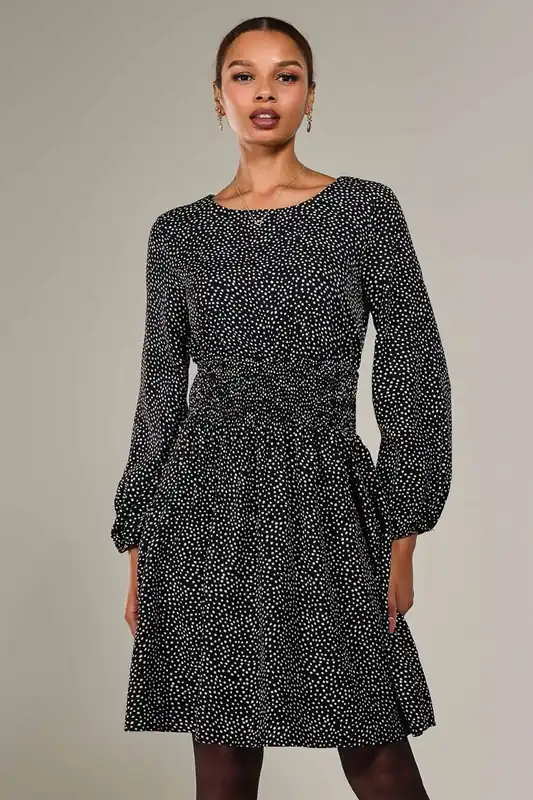 Long Sleeve Ruched Waist Midi Dress - Jolie Moi