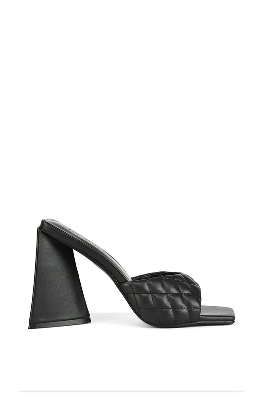 Maylin' Quilted Square Toe Sculptured Flared High Heels - XY London
