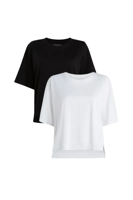2 Pack Cotton Crew Neck Boxy Fit Short Sleeve T-Shirts